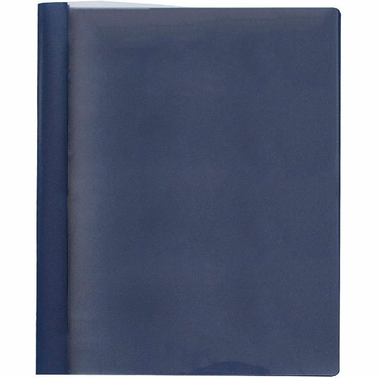 Picture of Business Source Letter Report Cover - 1/2in Folder Capacity - 8 1/2in x 11in - 100 Sheet Capacity - 3 x Prong Fastener(s) - Clear, Dark Blue - 25 / Box