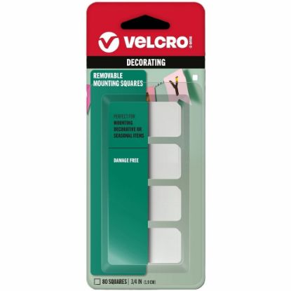 Picture of VELCRO Removable Mounting Tape - 0.75in Length x 0.75in Width - 80 / Pack - White