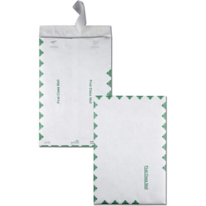 Picture of Quality Park Tyvek First Class 10in x 15in Envelopes, 14 Lb, Self-Adhesive, Green/White, Box Of 100