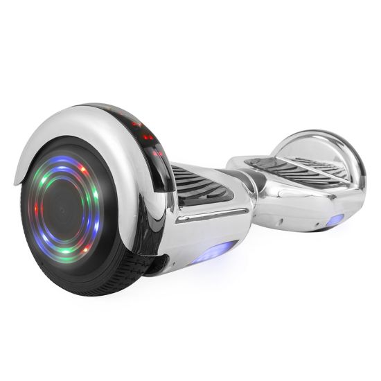 Picture of AOB Hoverboard With Bluetooth Speakers, 7inH x 27inW x 7-5/16inD, Silver/Chrome