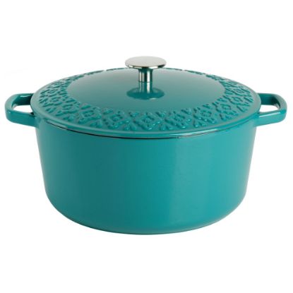 Picture of Spice by Tia Mowry Savory Saffron 6-Quart Enameled Cast Iron Dutch Oven, Teal