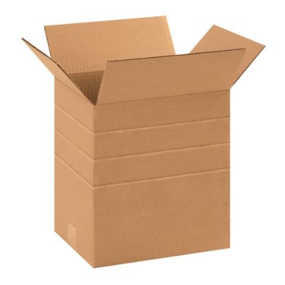 Picture of Partners Brand Multi-Depth Corrugated Boxes, 11 2/4in x 8 3/4in x 12in, Scored 10in, 8in, 6in, Kraft, Pack Of 25