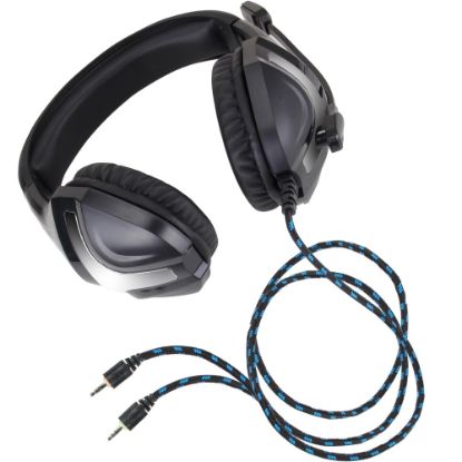 Picture of Enhance ENGXH40100BKEW Headset - Stereo - Mini-phone (3.5mm) - Wired - Over-the-head - Binaural - Circumaural - 6.25 ft Cable - Omni-directional Microphone - Black, Silver