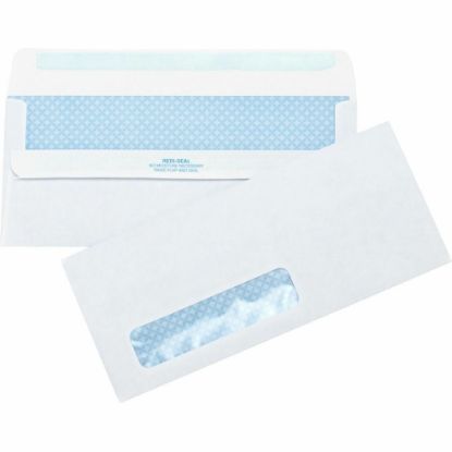 Picture of Business Source No.10 Standard Window Invoice Envelopes - Single Window - 9 1/2in Width x 4 1/2in Length - 24 lb - Self-sealing - Poly - 500 / Box - White