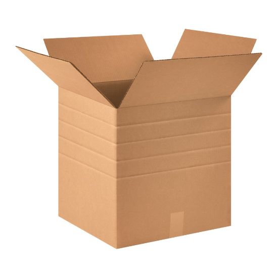 Picture of Partners Brand Multi-Depth Corrugated Boxes, 16in x 16in x 16in, Scored 14in, 12in, 10in, 8in, Kraft, Pack Of 10