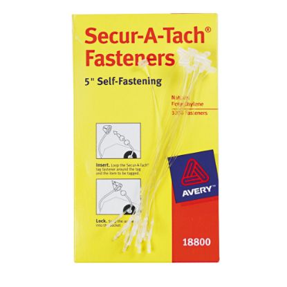 Picture of Avery Secur-A-Tach Plastic Tag Fasteners, 5in, White, Box Of 1,000