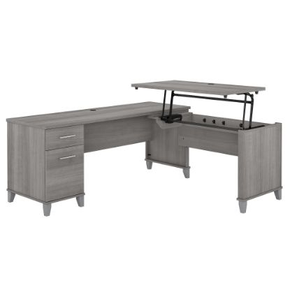 Picture of Bush Furniture Somerset 72inW 3-Position Sit-To-Stand L-Shaped Desk, Platinum Gray, Standard Delivery