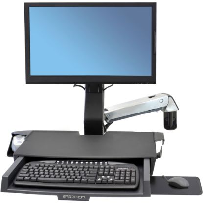 Picture of Ergotron StyleView Combo Arm with Worksurface & Pan - polished aluminum - screen size: up to 24in - wall-mountable