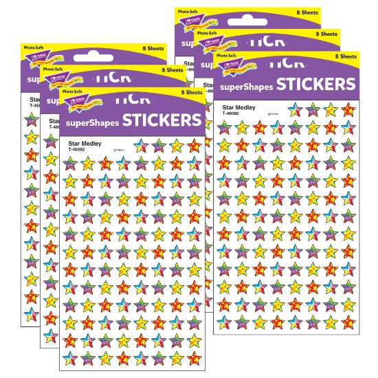 Picture of Trend superShapes Stickers, Star Medley, 800 Stickers Per Pack, Set Of 6 Packs