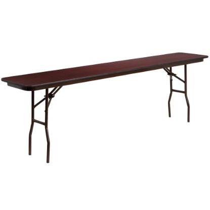 Picture of Flash Furniture High-Pressure Folding Training Table, 30inH x 18inW x 96inD, Mahogany