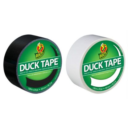 Picture of Duck Brand Color Duct Tape Rolls, 1-15/16in x 40 Yd, Black/White, Pack Of 2 Rolls