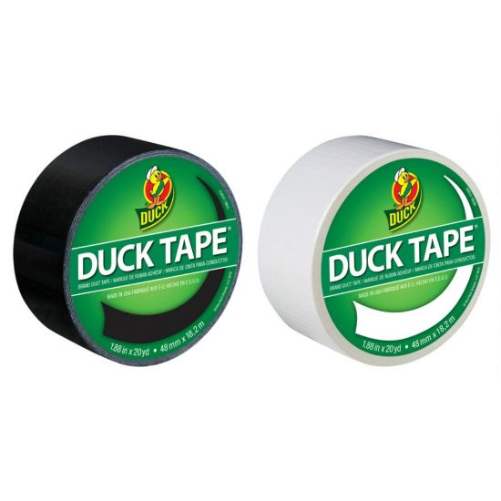 Picture of Duck Brand Color Duct Tape Rolls, 1-15/16in x 40 Yd, Black/White, Pack Of 2 Rolls