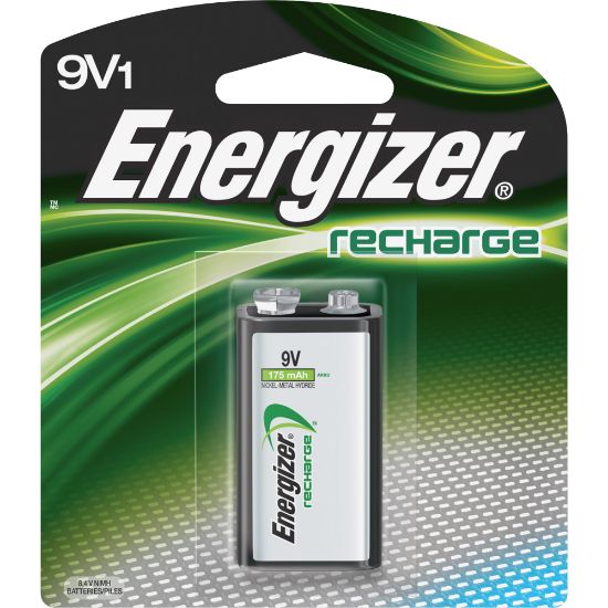 Picture of Energizer 9-Volt Recharge Batteries, 1-Packs - For Multipurpose - Battery Rechargeable - 9V - 175 mAh - 8.4 V DC - 24 / Carton