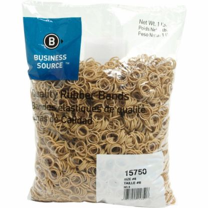 Picture of Business Source Quality Rubber Bands - Size: #8 - 0.9in Length x 0.1in Width - Sustainable - 5200 / Pack - Rubber - Crepe