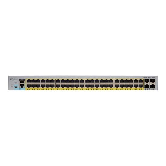 Picture of Cisco Catalyst 2960L-SM-48PS - Switch - L3 - smart - 48 x 10/100/1000 (PoE+) + 4 x 1 Gigabit Ethernet SFP+ - rack-mountable - PoE+ (370 W)