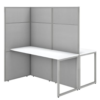 Picture of Bush Business Furniture 60inW 2-Person Cubicle Desk Workstation With 66inH Panels, Pure White/Silver Gray, Standard Delivery