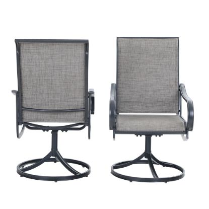 Picture of PHI VILLA Swivel Textilene Patio Outdoor Dining Chairs, Black, Set Of 2 Chairs