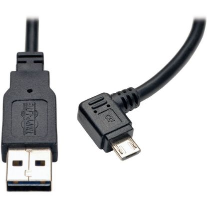 Picture of Tripp Lite Dedicated Reversible USB Charging Cable (Reversible A to Right-Angle 5-Pin Micro B) Black 3 ft. (0.91 m) - For Tablet PC, Smartphone, Mobile Device - 5 V DC Voltage Rating - Black"