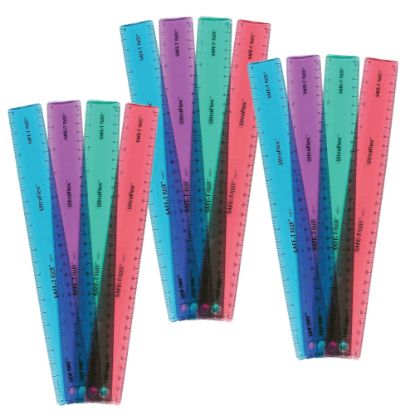 Picture of SAFE-T Plastic UltraFlex Ruler, 12in, Assorted Colors, Pack Of 12