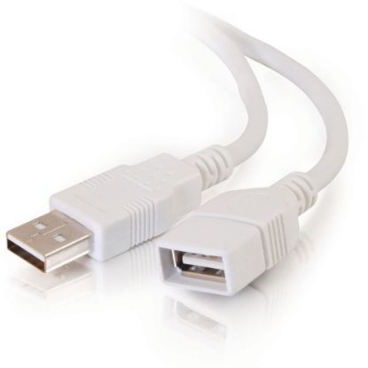 Picture of C2G 3.3ft USB Extension Cable - USB A to USB A Extension Cable - USB 2.0 - White - M/F - Extend the distance of your USB A/B cable