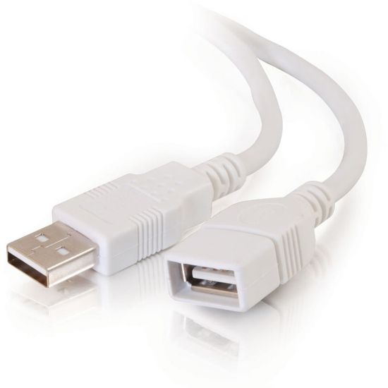 Picture of C2G 3.3ft USB Extension Cable - USB A to USB A Extension Cable - USB 2.0 - White - M/F - Extend the distance of your USB A/B cable