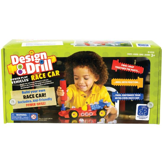 Picture of Educational Insights Design & Drill Power Play Vehicles Race Car Set, Multicolor, Pre-K To Grade 1