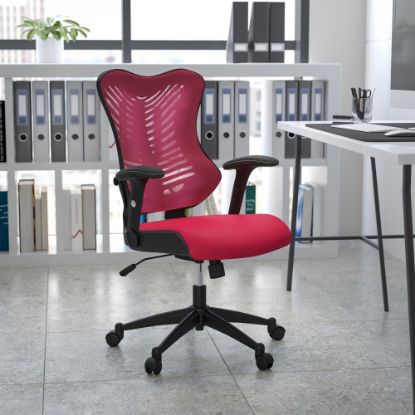 Picture of Flash Furniture Mesh High-Back Executive Office Chair, Burgundy/Black