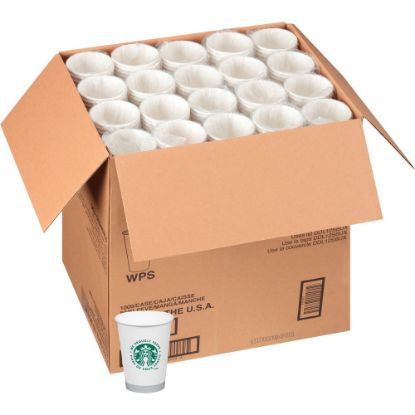 Picture of We Proudly Serve Hot Cups - 1000 / Carton - White, Green - Coffee, Hot Drink, Tea, Hot Chocolate, Cappuccino