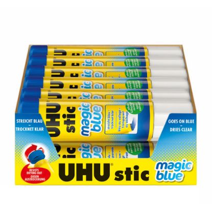 Picture of Saunders UHU stic Color Glue Sticks, 1.41 Oz, Blue, Box Of 12