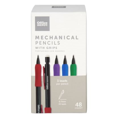 Picture of Office Depot Brand Mechanical Pencils With Comfort Grip, 0.7 mm, Black Barrel, Pack Of 48 Pencils