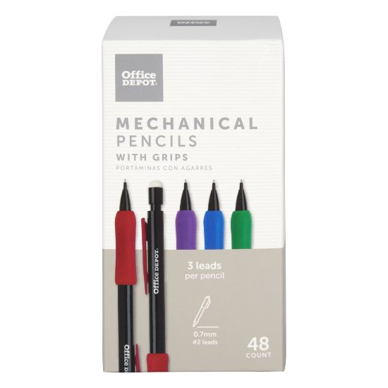 Picture of Office Depot Brand Mechanical Pencils With Comfort Grip, 0.7 mm, Black Barrel, Pack Of 48 Pencils