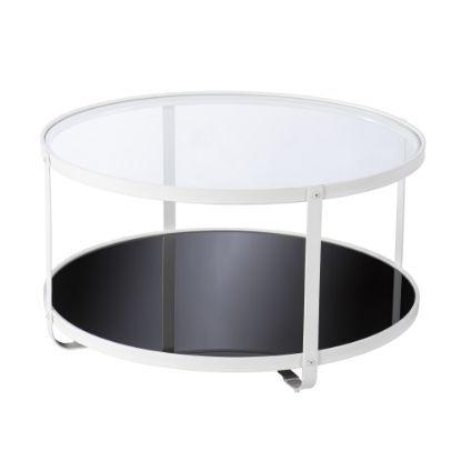 Picture of SEI Furniture Vimmerly Glass-Top Cocktail Table, 18inH x 32inW x 32inD, White/Clear