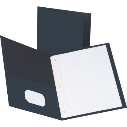 Picture of Business Source Storage Pockets Fastener Folders, 3 Fasteners, Letter Size, Dark Blue, Box Of 25