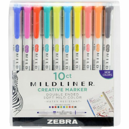 Picture of Zebra Pen Mildliner Double Ended Highlighter - Fine, Bold Marker Point - Bullet, Chisel Marker Point Style -  10 / Pack