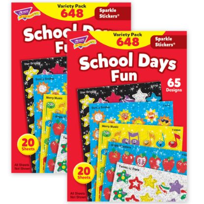 Picture of Trend Sparkle Stickers, School Days, 648 Stickers Per Pack, Set Of 2 Packs