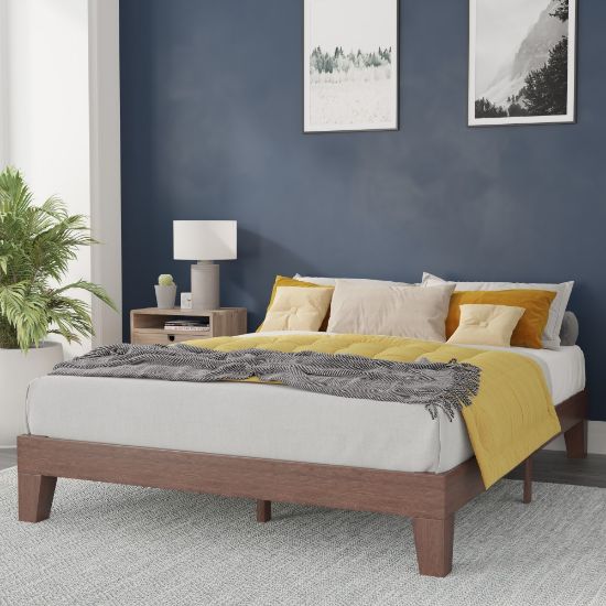 Picture of Flash Furniture Evelyn Wood Platform Bed With Wooden Support Slats, Queen, 79-1/2inL x 59-1/2inW x 79-1/2inD, Walnut