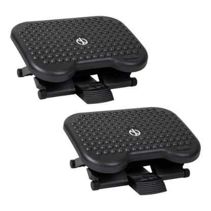 Picture of Mind Reader Adjustable Ergonomic Under Desk Foot Rest, Plastic, 6-1/4inH x 13inW x 17inD, Black, Set of 2 Footrests