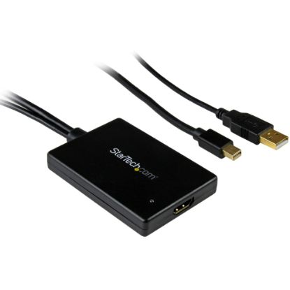 Picture of StarTech.com Mini DisplayPort to HDMI Adapter with USB Audio - Mini DP to HDMI (MDP2HDMIUSBA) - Video converter - DisplayPort - HDMI - black