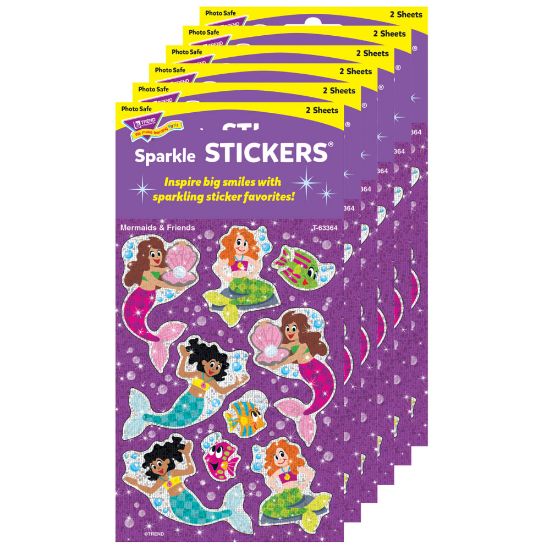 Picture of Trend Sparkle Stickers, Mermaids & Friends, 18 Stickers Per Pack, Set Of 6 Packs