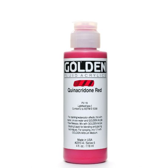 Picture of Golden Fluid Acrylic Paint, 4 Oz, Quinacridone Red