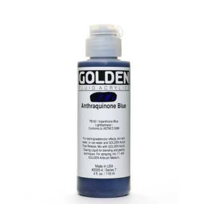 Picture of Golden Fluid Acrylic Paint, 4 Oz, Anthraquinone Blue