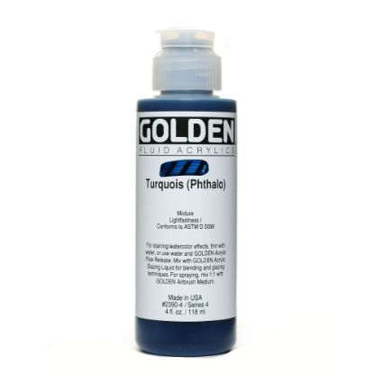 Picture of Golden Fluid Acrylic Paint, 4 Oz, Turquoise (Phthalo)