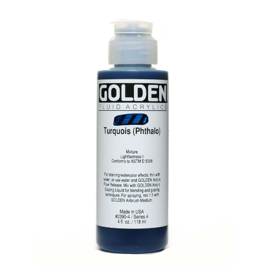 Picture of Golden Fluid Acrylic Paint, 4 Oz, Turquoise (Phthalo)