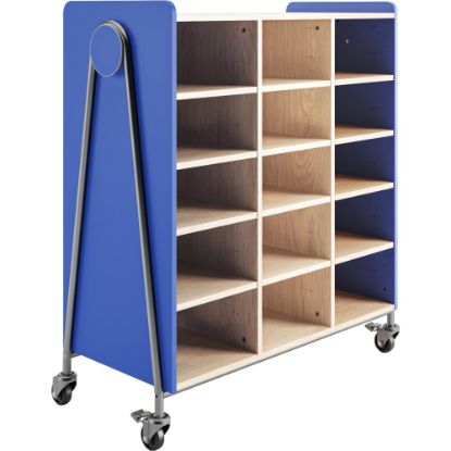 Picture of Safco Whiffle Triple-Column 15-Shelf Rolling Storage Cart, 48inH x 43-1/4inW x 19-3/4inD, Spectrum Blue