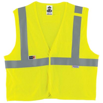 Picture of Ergodyne GloWear Flame-Resistant Hi-Vis Safety Vest, Type-R Class 2, Small/Medium, Lime