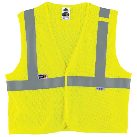 Picture of Ergodyne GloWear Flame-Resistant Hi-Vis Safety Vest, Type-R Class 2, Small/Medium, Lime