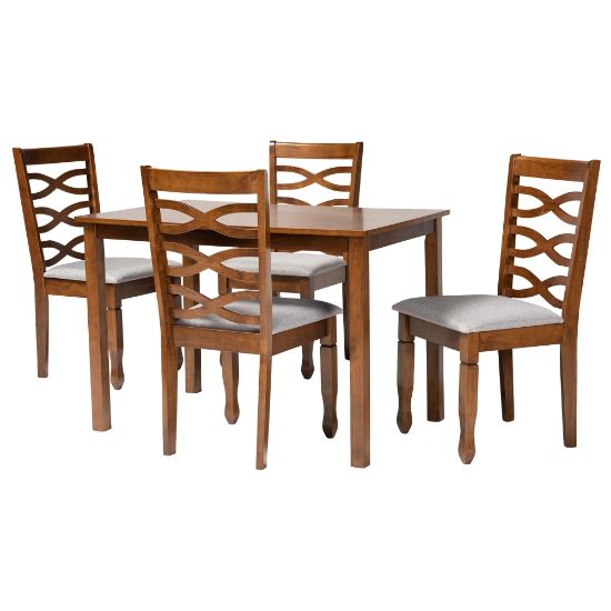 Picture of Baxton Studio Lanier 5-Piece Dining Set, Gray/Walnut