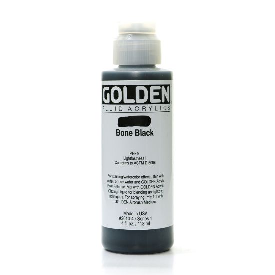 Picture of Golden Fluid Acrylic Paint, 4 Oz, Bone Black