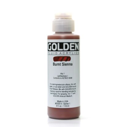 Picture of Golden Fluid Acrylic Paint, 4 Oz, Burnt Sienna