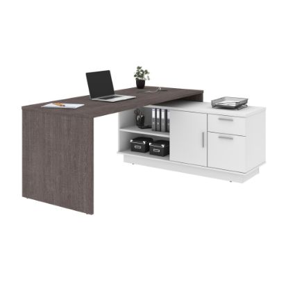 Picture of Bestar Equinox 72inW L-Shaped Corner Desk, Bark Gray/White